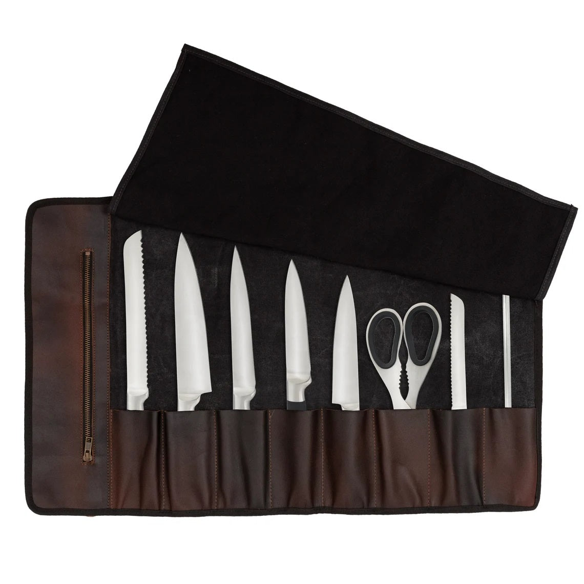 Waxed Black Leather Canvas apron and Roll Gift Set