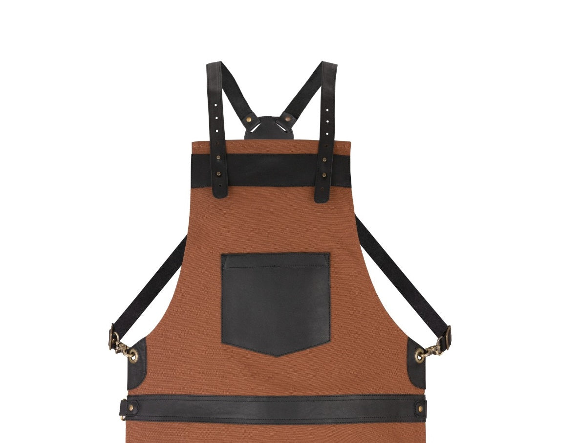 The Staffordshire Brown Canvas Crossbody Cook Apron