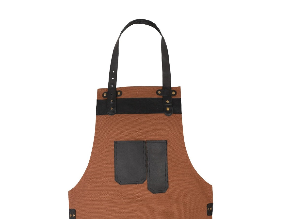 The Norfolk Leather Brown Canvas Butcher Apron