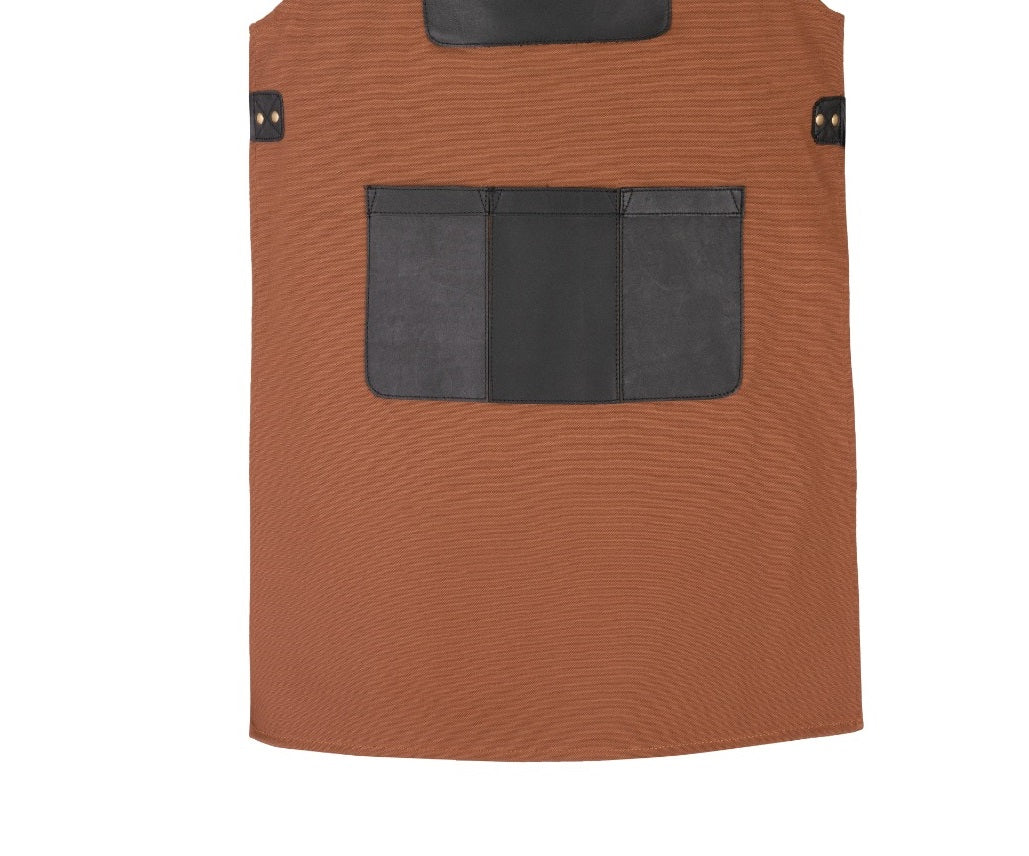 The Merseyside Brown Canvas Black Leather Pocket Apron