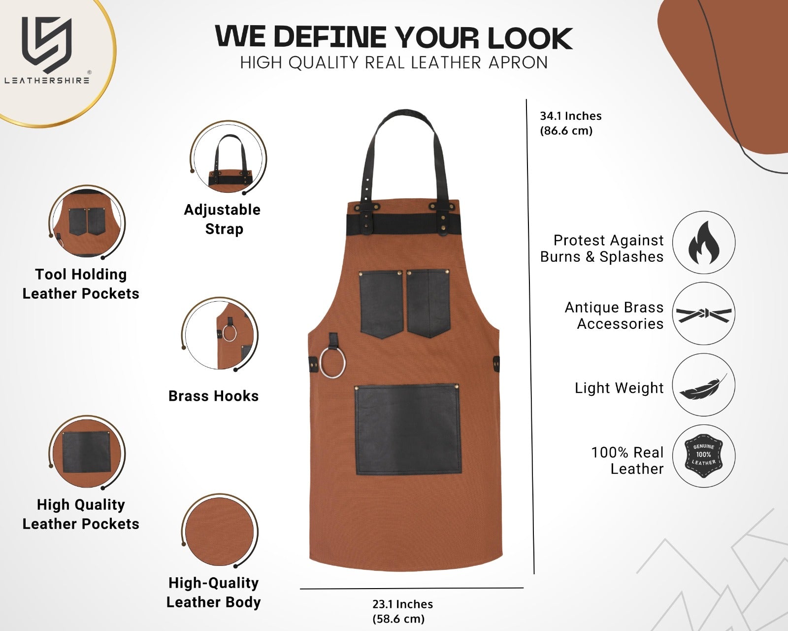 The Cheshire Brown Canvas Apron