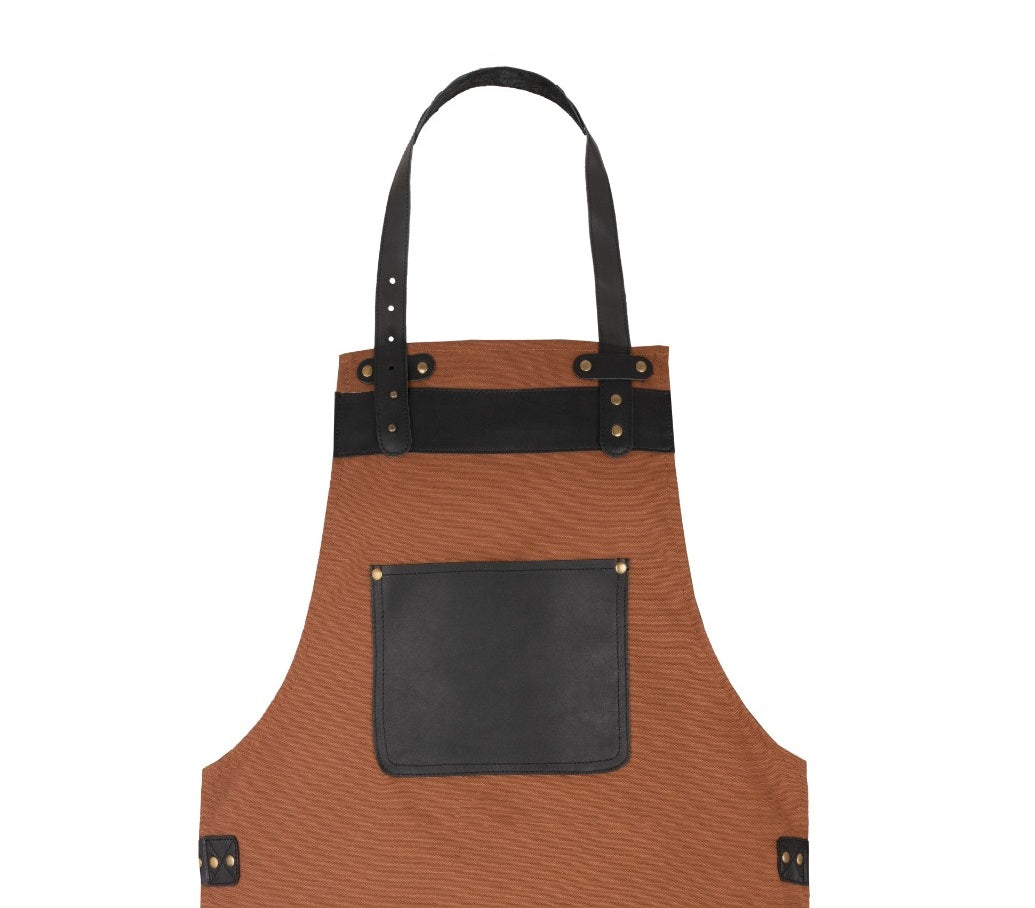 The Rutland Leather Brown Canvas Apron