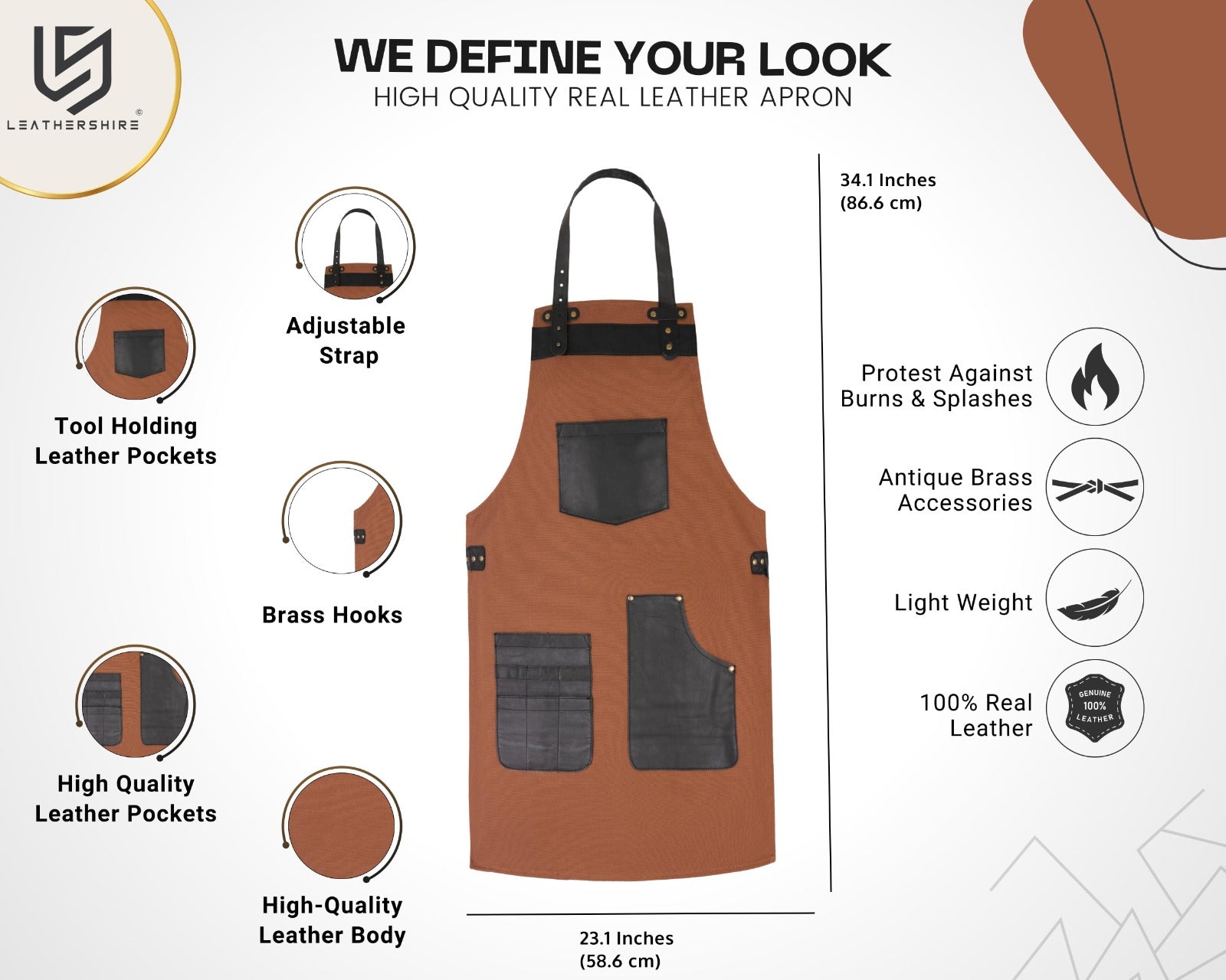 The Bedfordshire Brown Canvas Apron