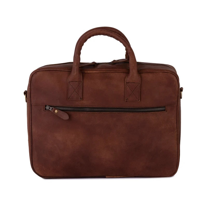 The Hertfordshire Slim Full grain Brown Leather Laptop Bag