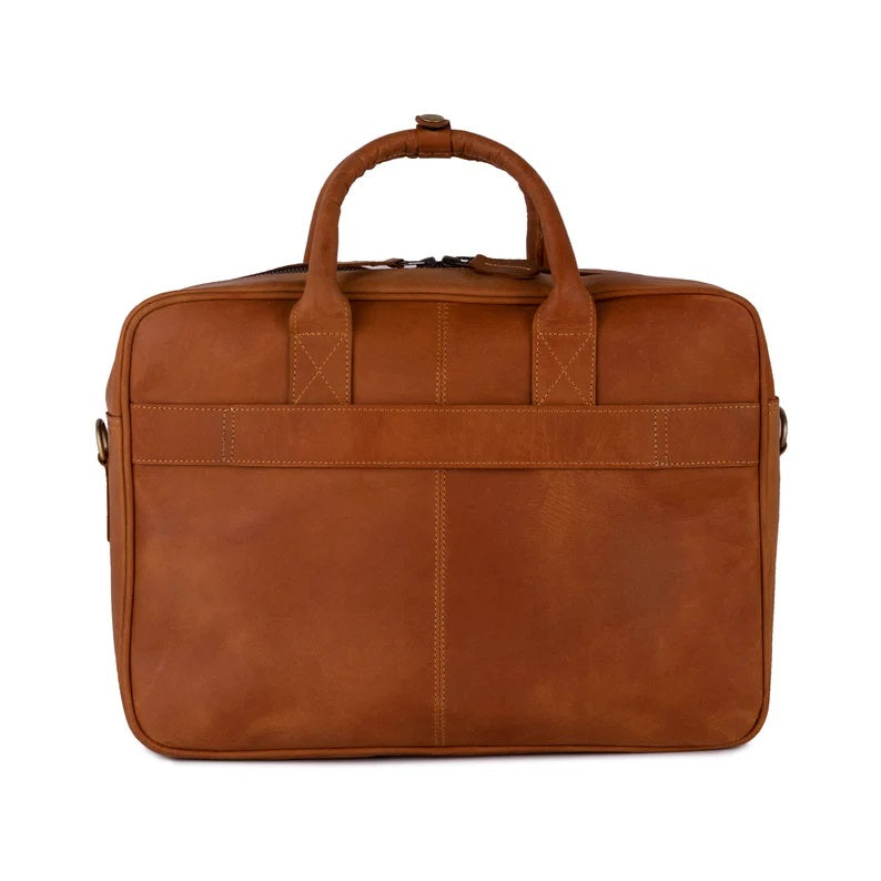 The Surrey Slim Tan Brown Leather Laptop Shoulder Bag