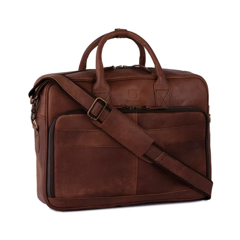 The Buckinghamshire Brown Leather Crazy Horse Laptop Bag