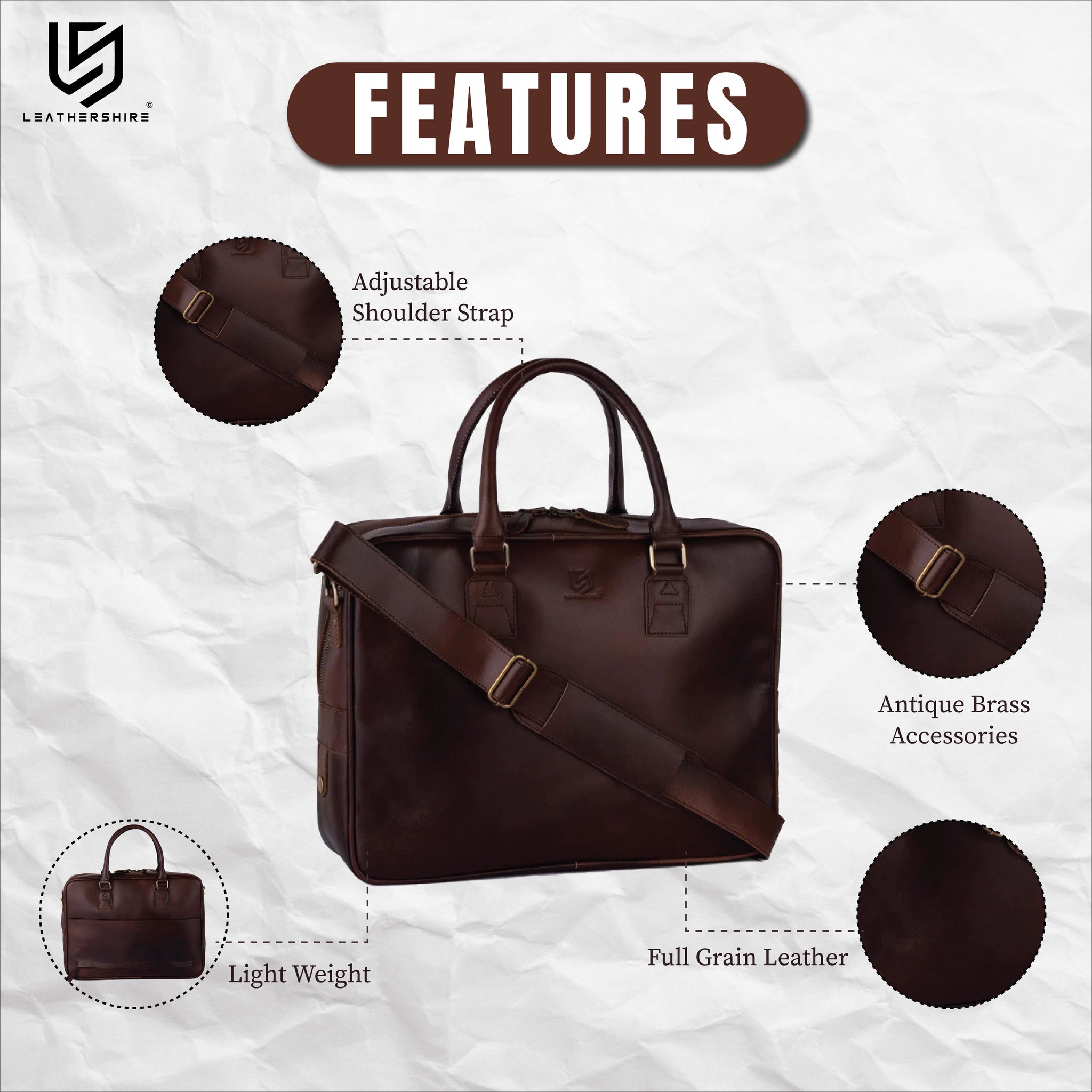 The County Durham Dark Brown Leather Laptop Bag