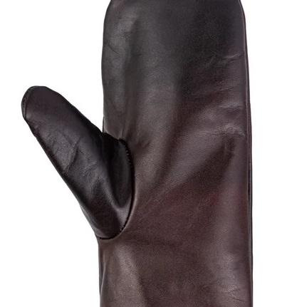 Brown Leather Mitts with Leather Cap Gift Set