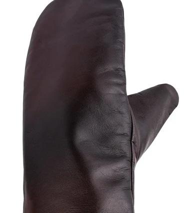 Brown Leather Mitts with Leather Cap Gift Set