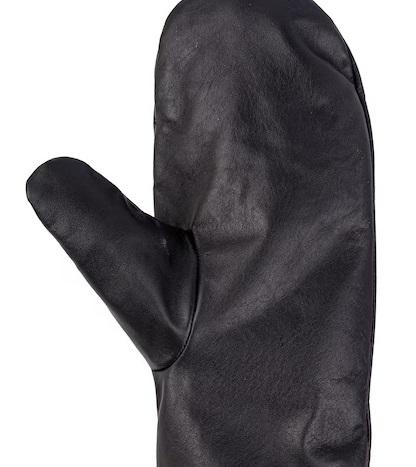 Black Leather Mitts with Leather Cap Gift Set