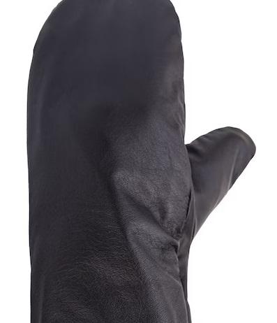 Black Leather Mitts with Leather Cap Gift Set