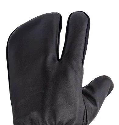 Black Leather Mitts with Leather Cap Gift Set