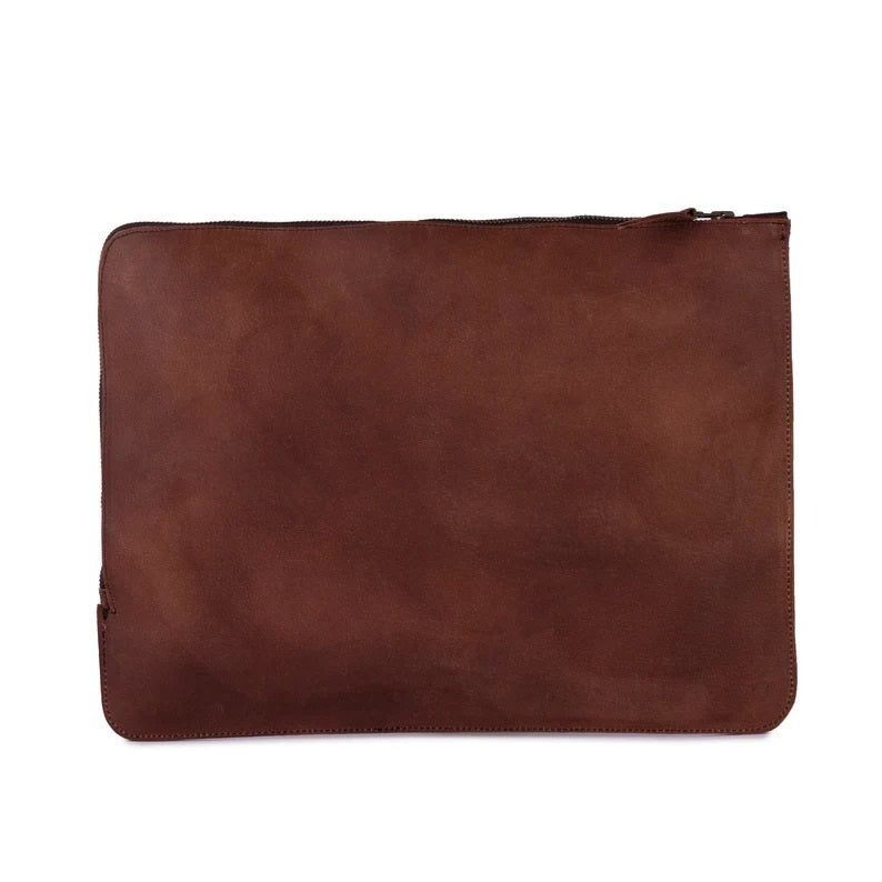 The London Crazy Horse Brown Leather Sleeve Bag