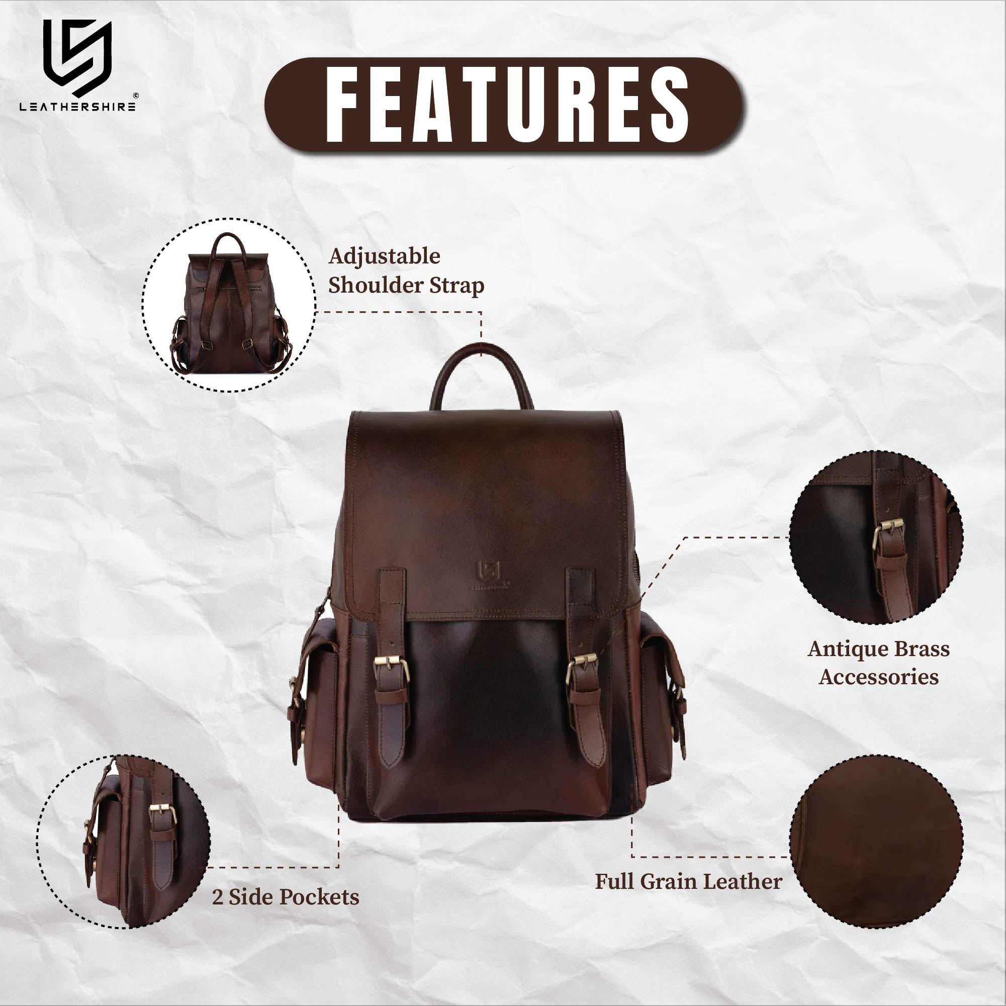 The West Midlands London Dark Brown Handmade Backpack