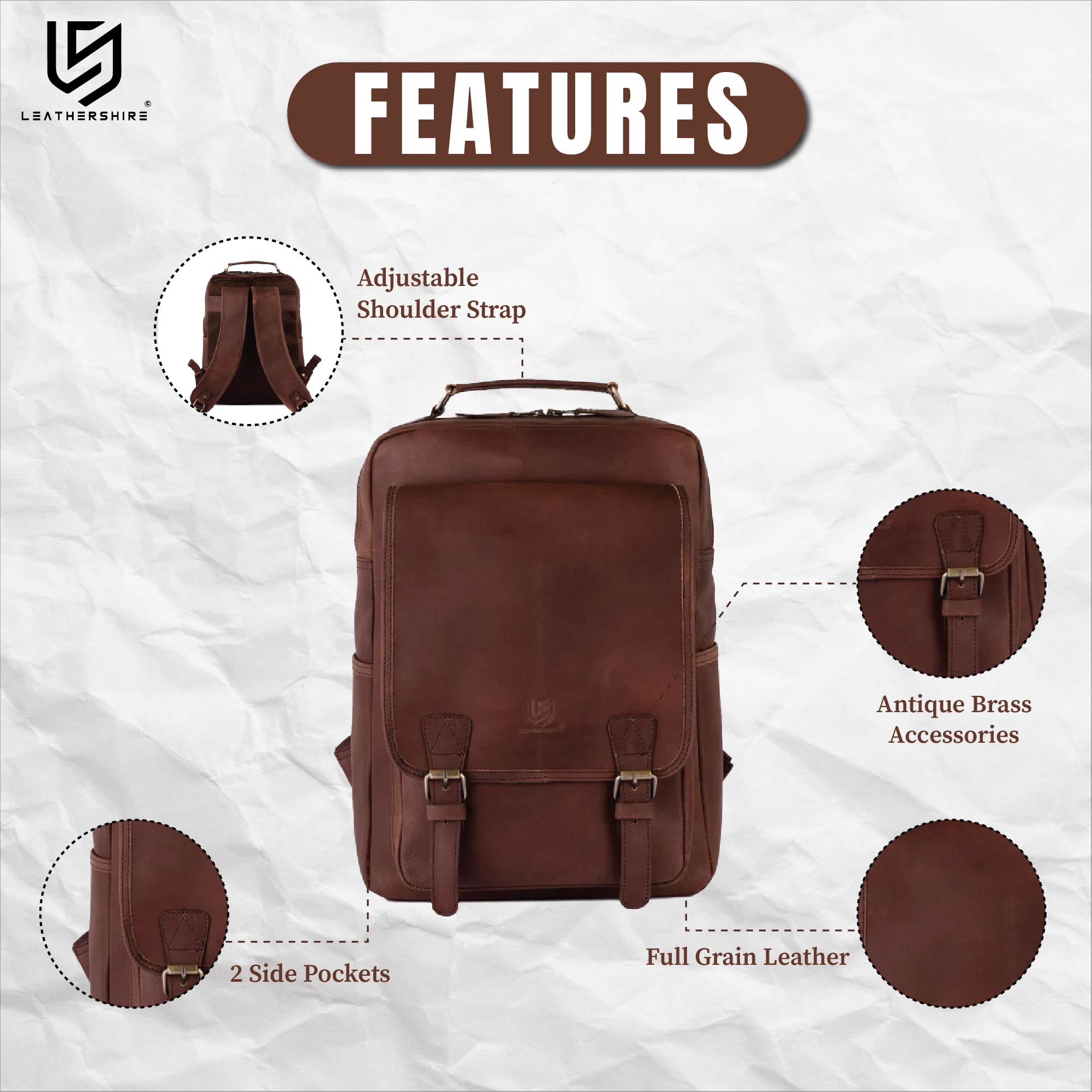 The London Dark Brown Vintage Handmade Backpack