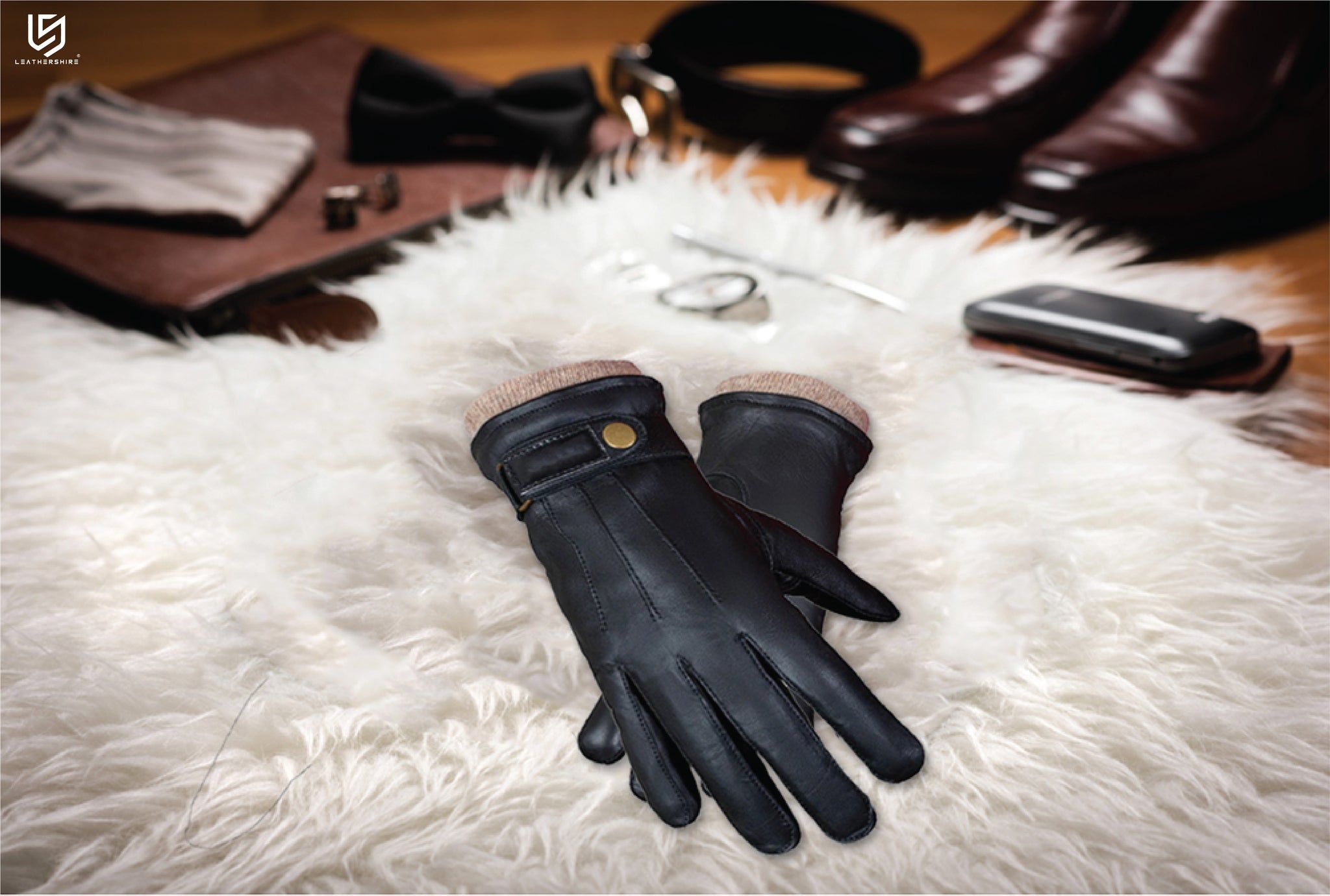 City of London Thermal Lined Black Full Grain Leather Gloves