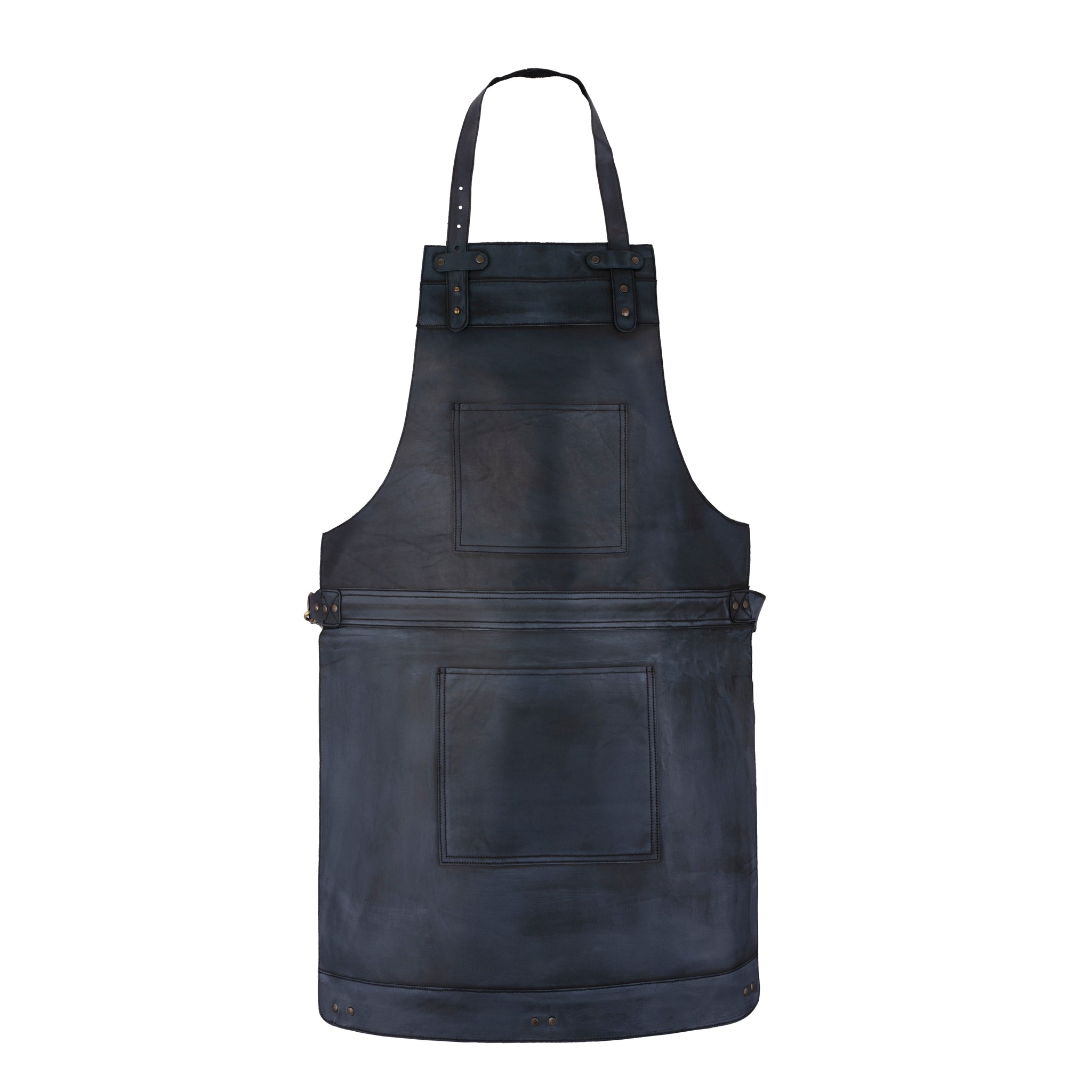 The Dorset Black Wax Full Grain Leather Bib Apron