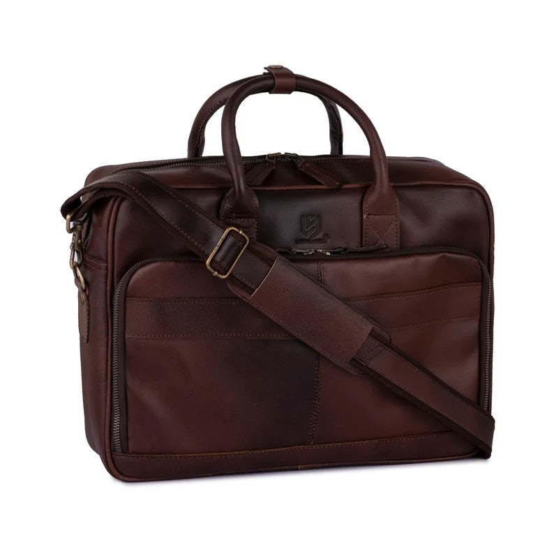 The Nottinghamshire Leather Dark Brown Laptop Shoulder Bag