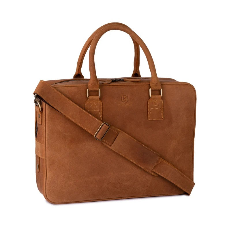 The Northumberland Tan Brown Leather Laptop Bag