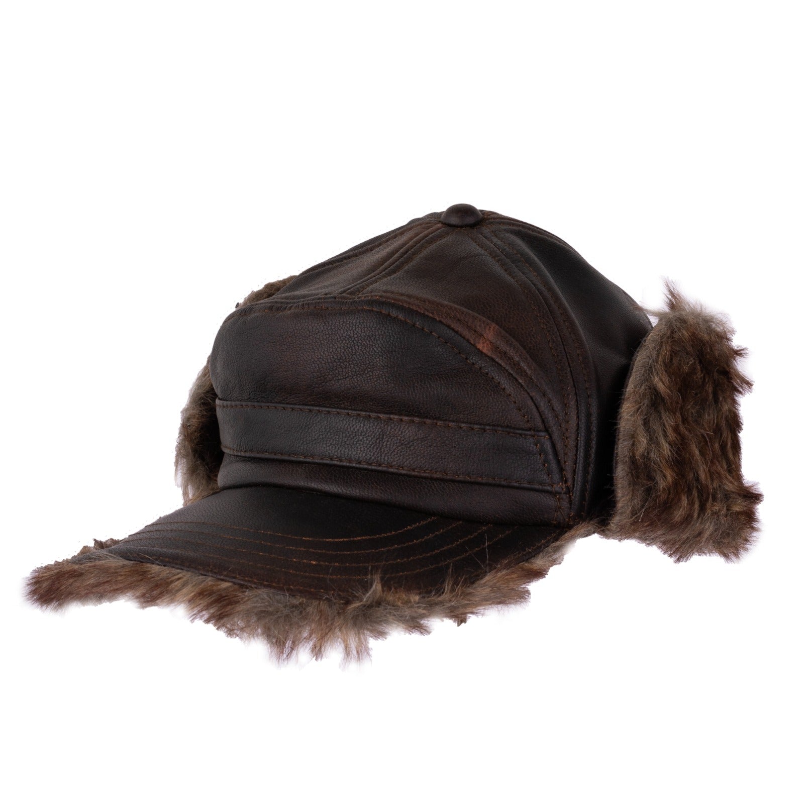 The Greater Manchester Leather Winter Baseball Cap Earflap Fitted Hats