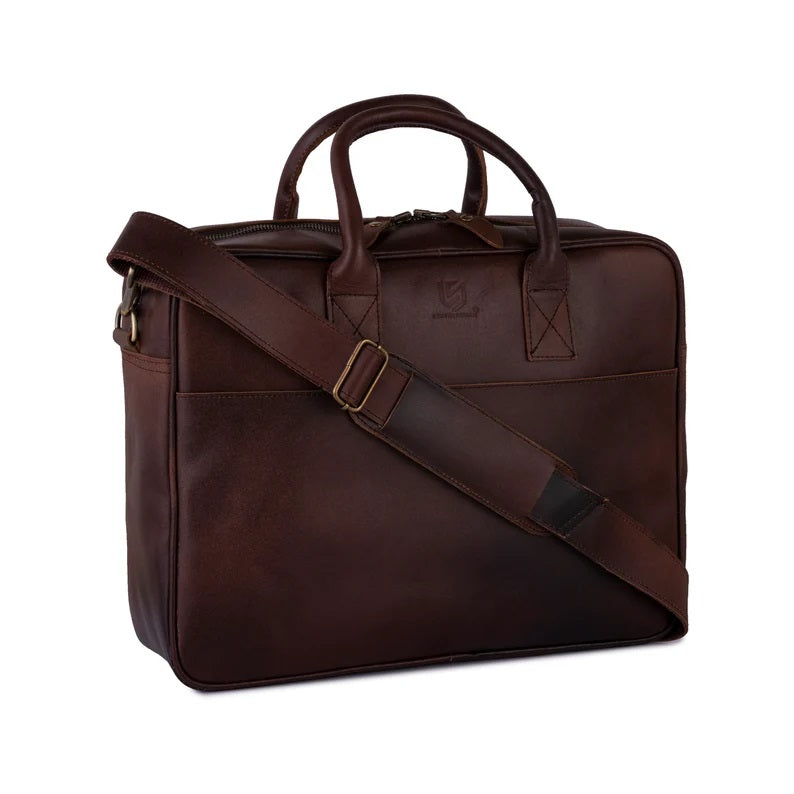 The Warwickshire Real Leather Crazy Horse Laptop Bag