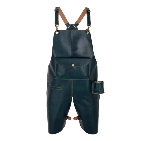 The Devon Green Split Leg Leather Apron