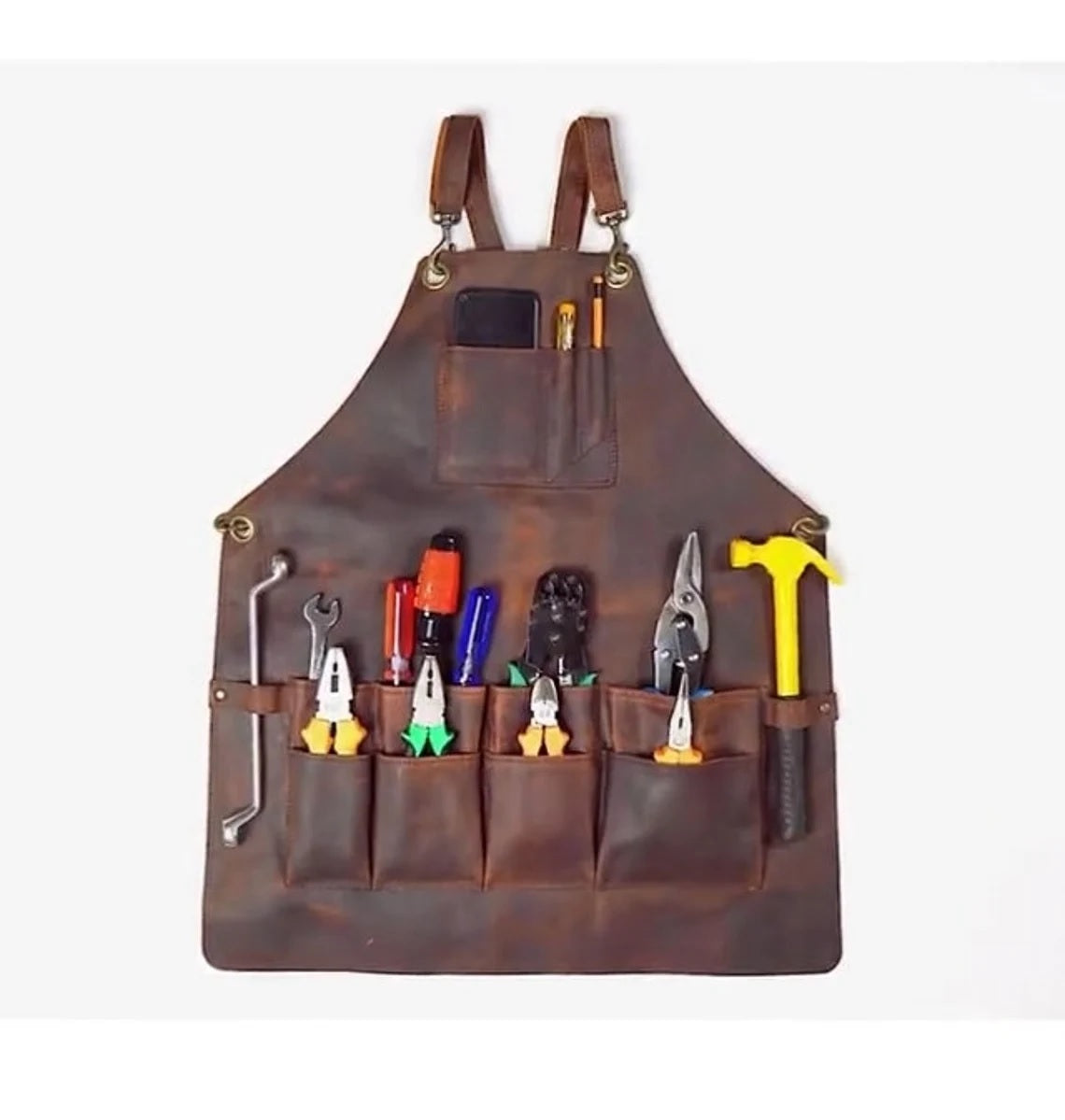 The Gloucestershire Dark Brown Leather Tool Working Apron