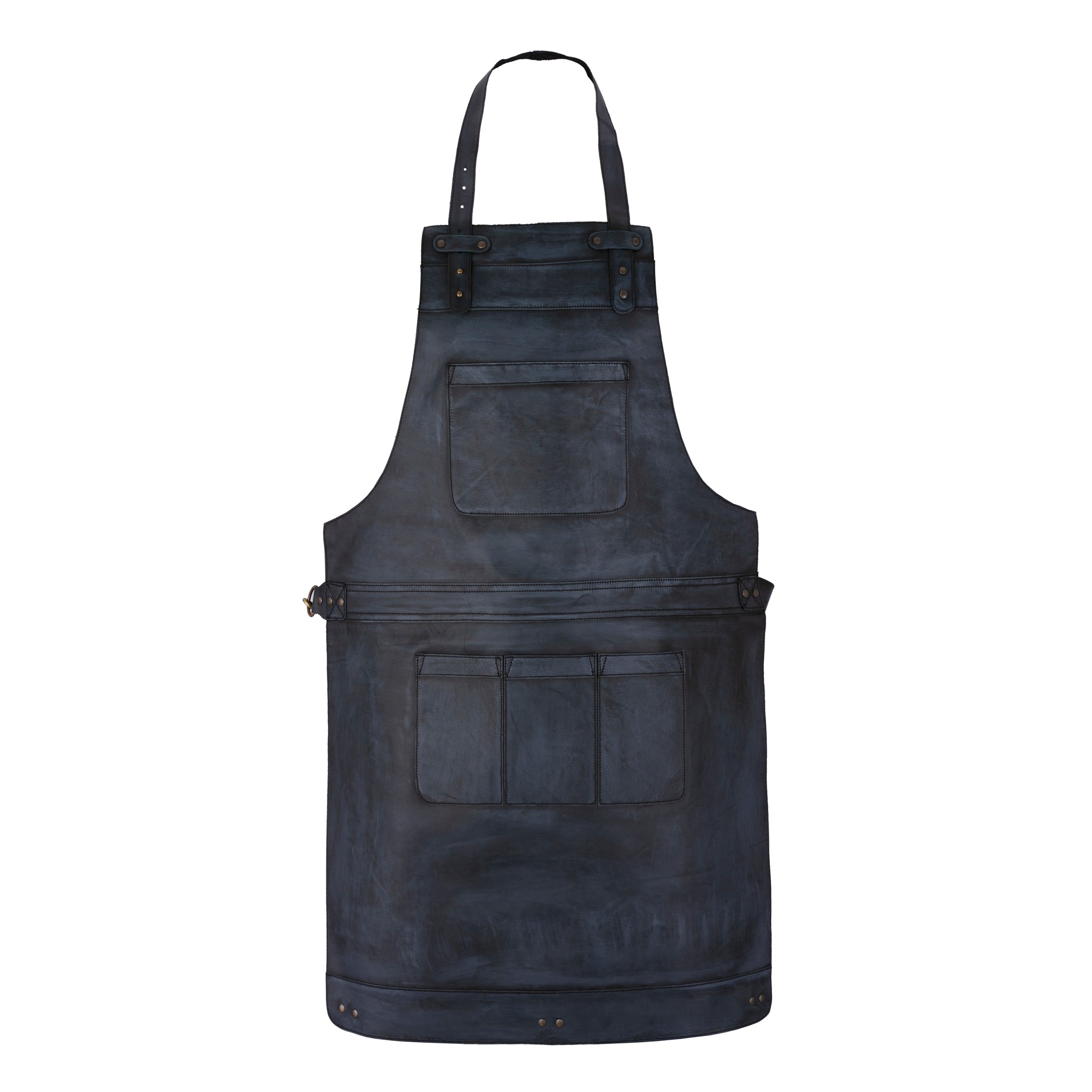 The Bedfordshire Black Wax Full Grain Leather Bib Apron