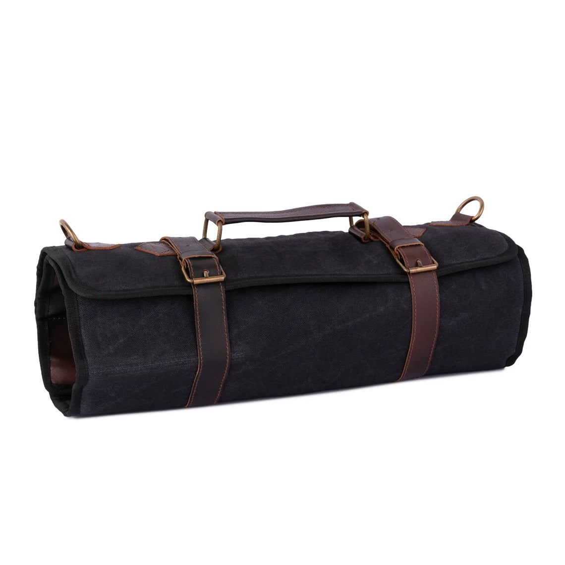 Waxed Black Leather Canvas apron and Roll Gift Set