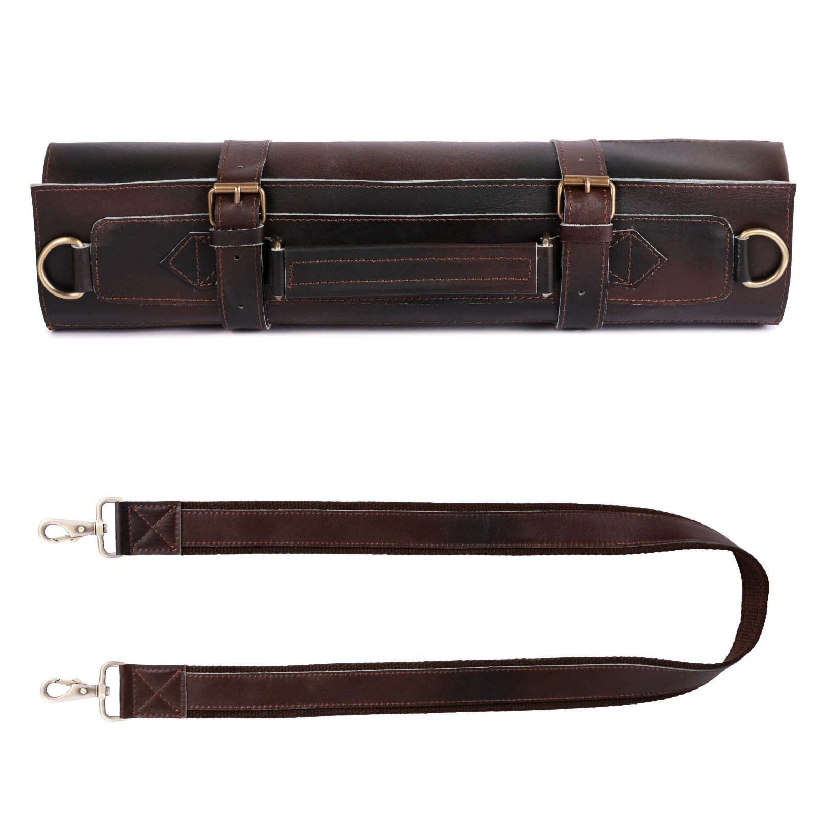 The Warwickshire Handmade Dark Brown Leather Chef Roll