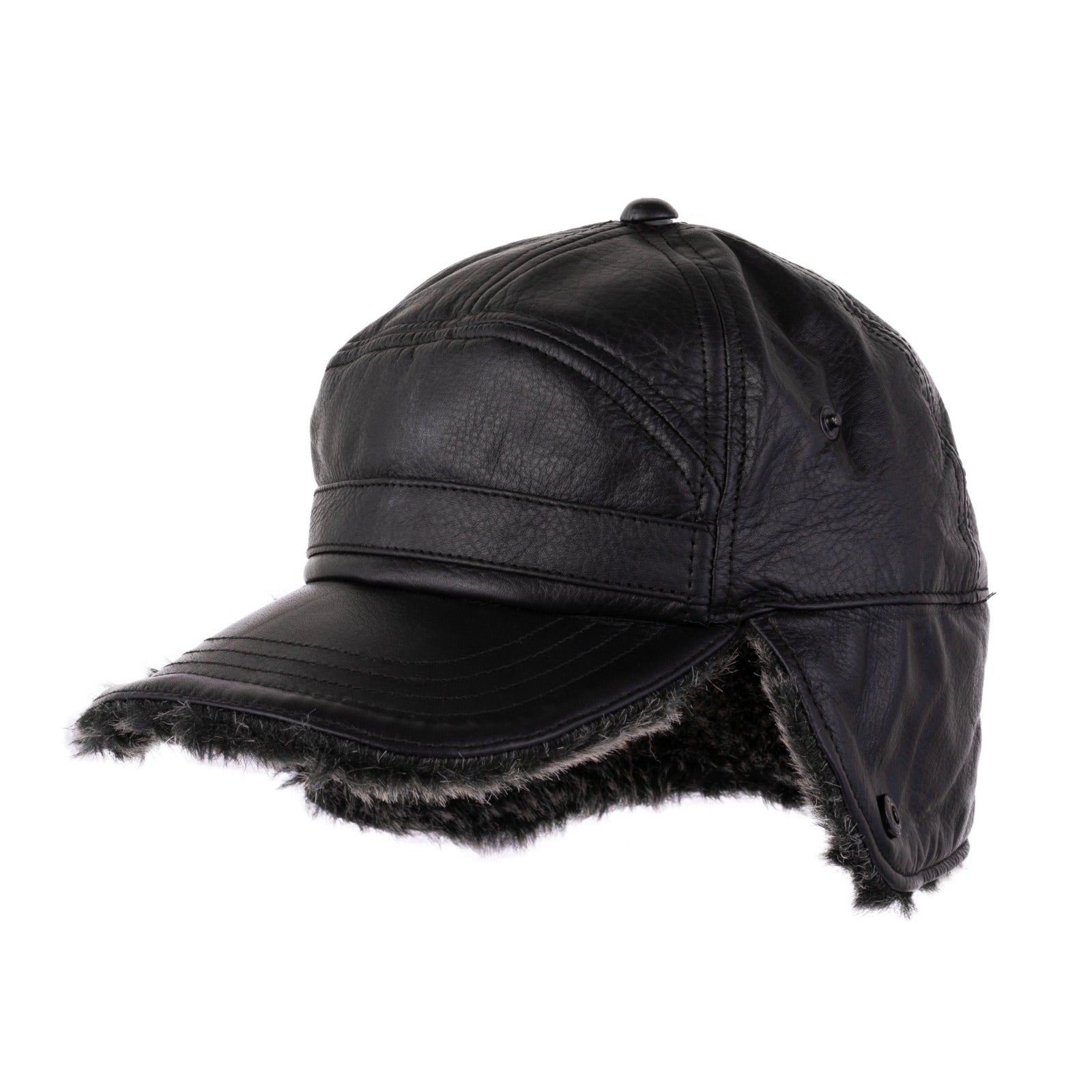 The Staffordshire Handmade Leather Winter Baseball Cap Earflap Fitted Hats