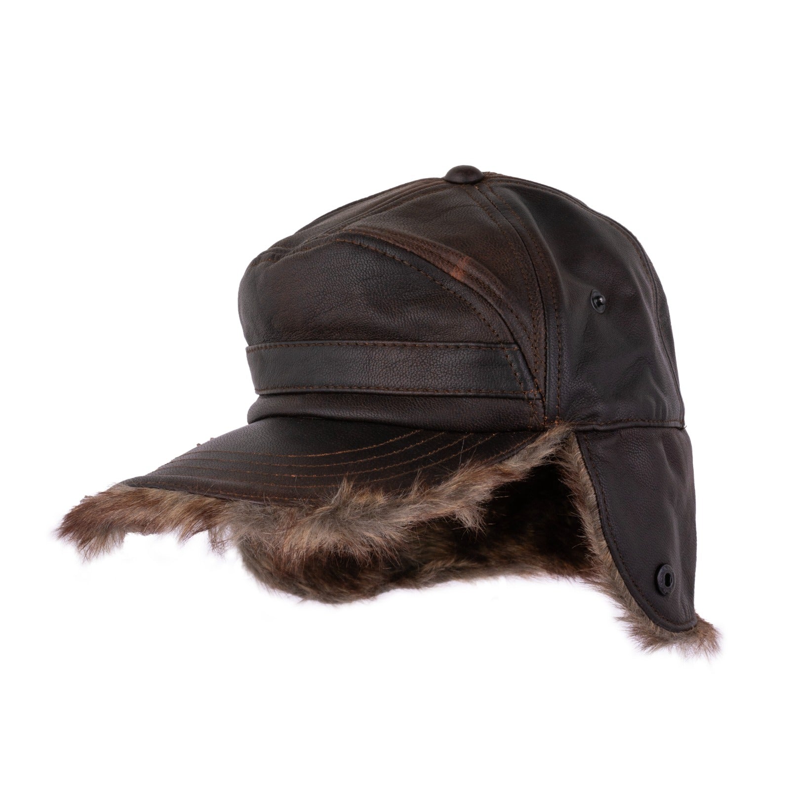 The Greater Manchester Leather Winter Baseball Cap Earflap Fitted Hats