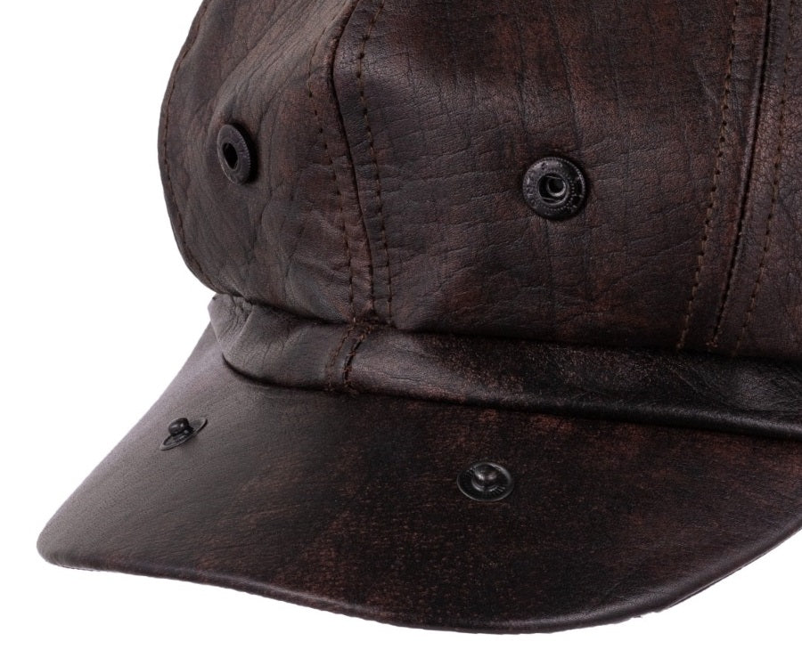 The Merseyside Brown Leather Flat Classic Ivy Vintage Newsboy hat