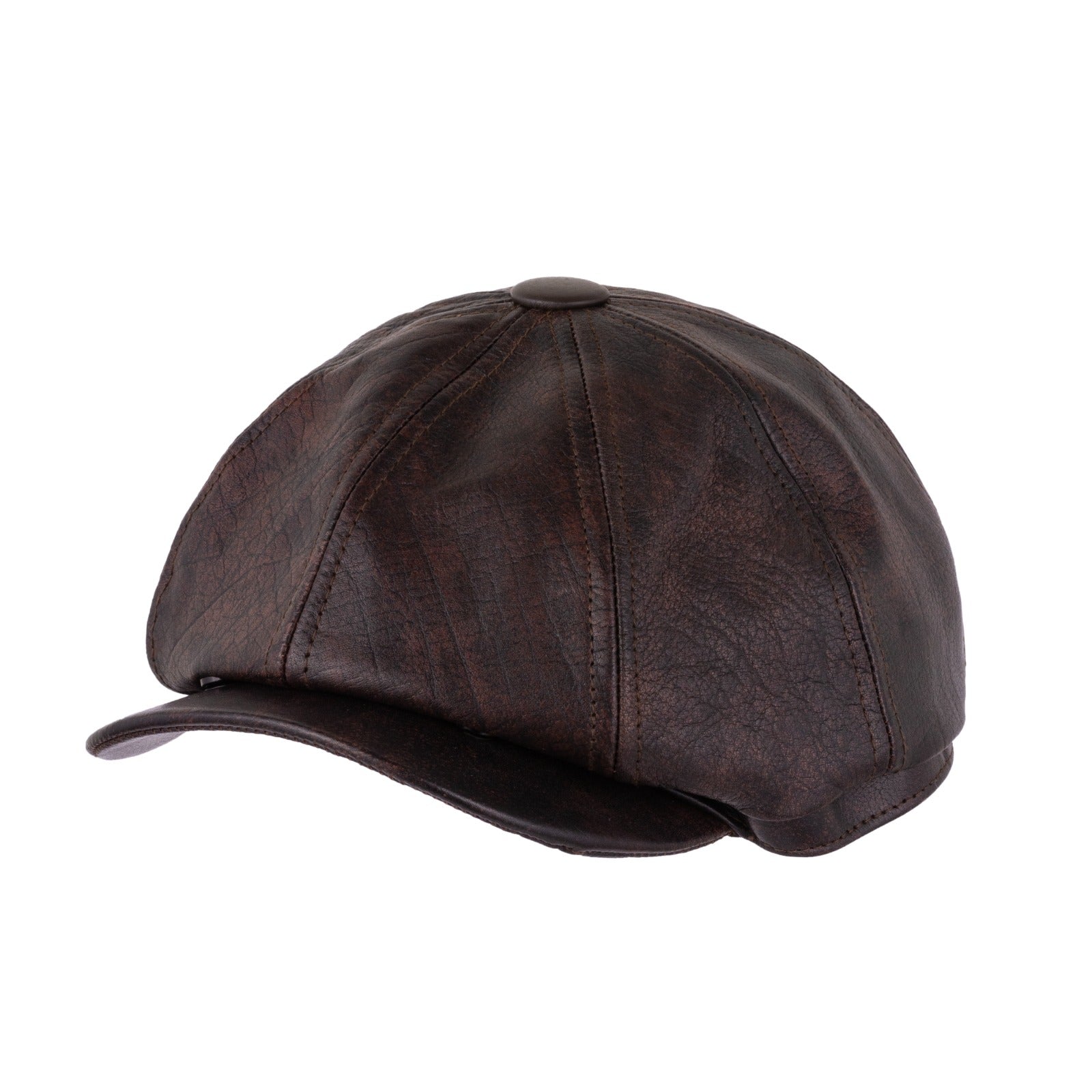 The Merseyside Brown Leather Flat Classic Ivy Vintage Newsboy hat