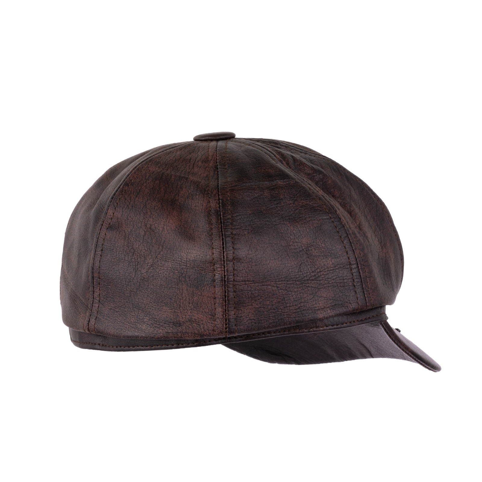 The Merseyside Brown Leather Flat Classic Ivy Vintage Newsboy hat