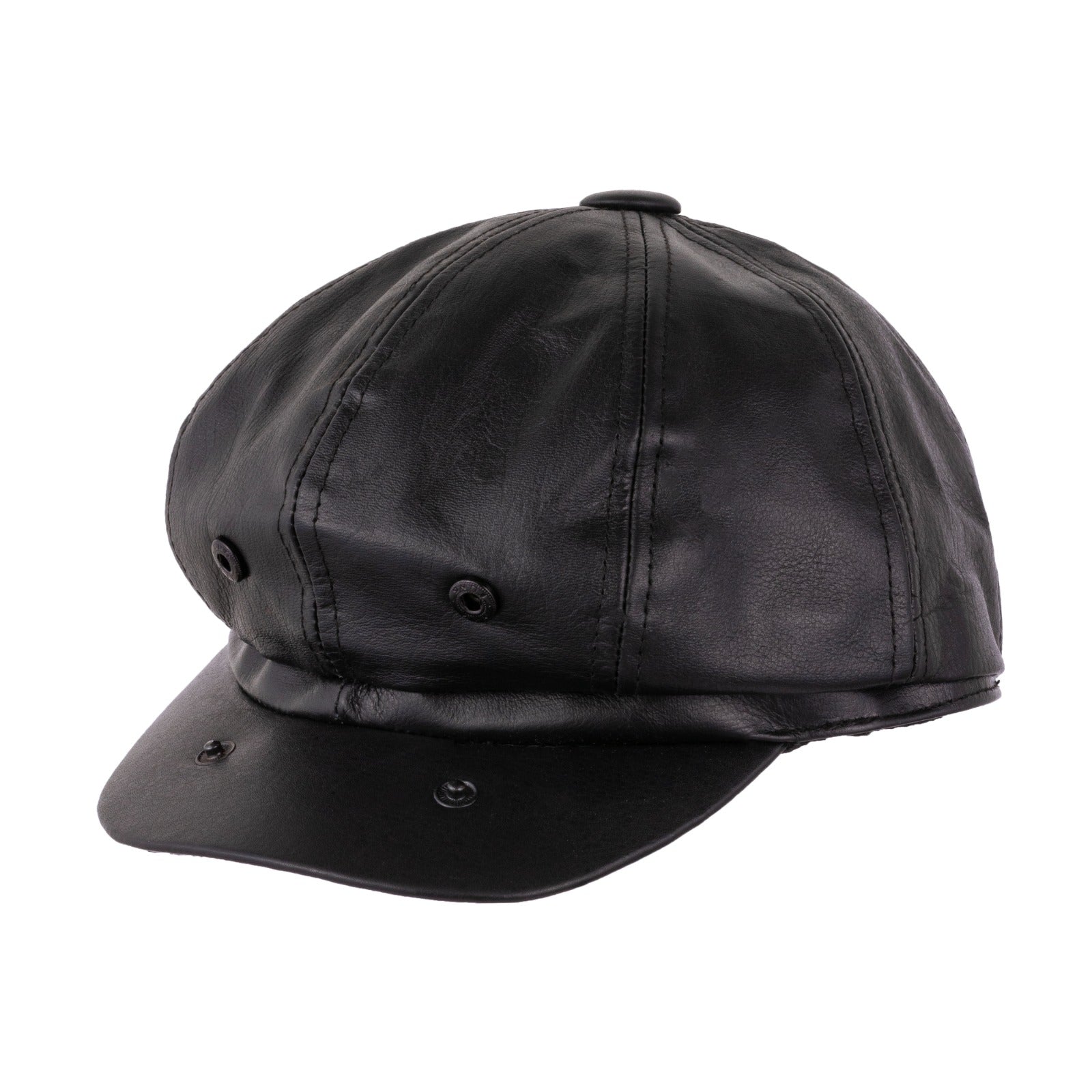 The West Yorkshire Black Newsboy Leather Flat cap