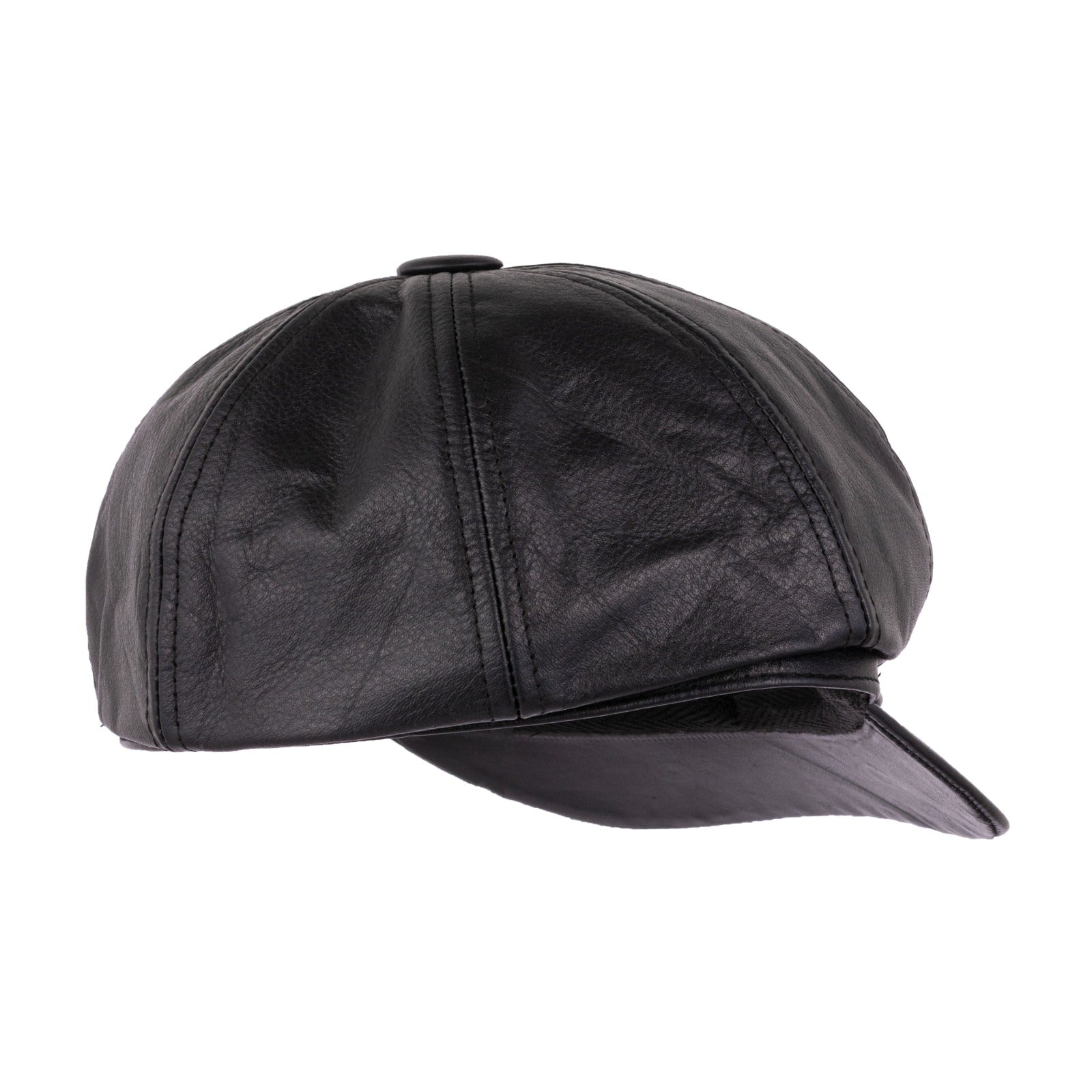 The West Yorkshire Black Newsboy Leather Flat cap