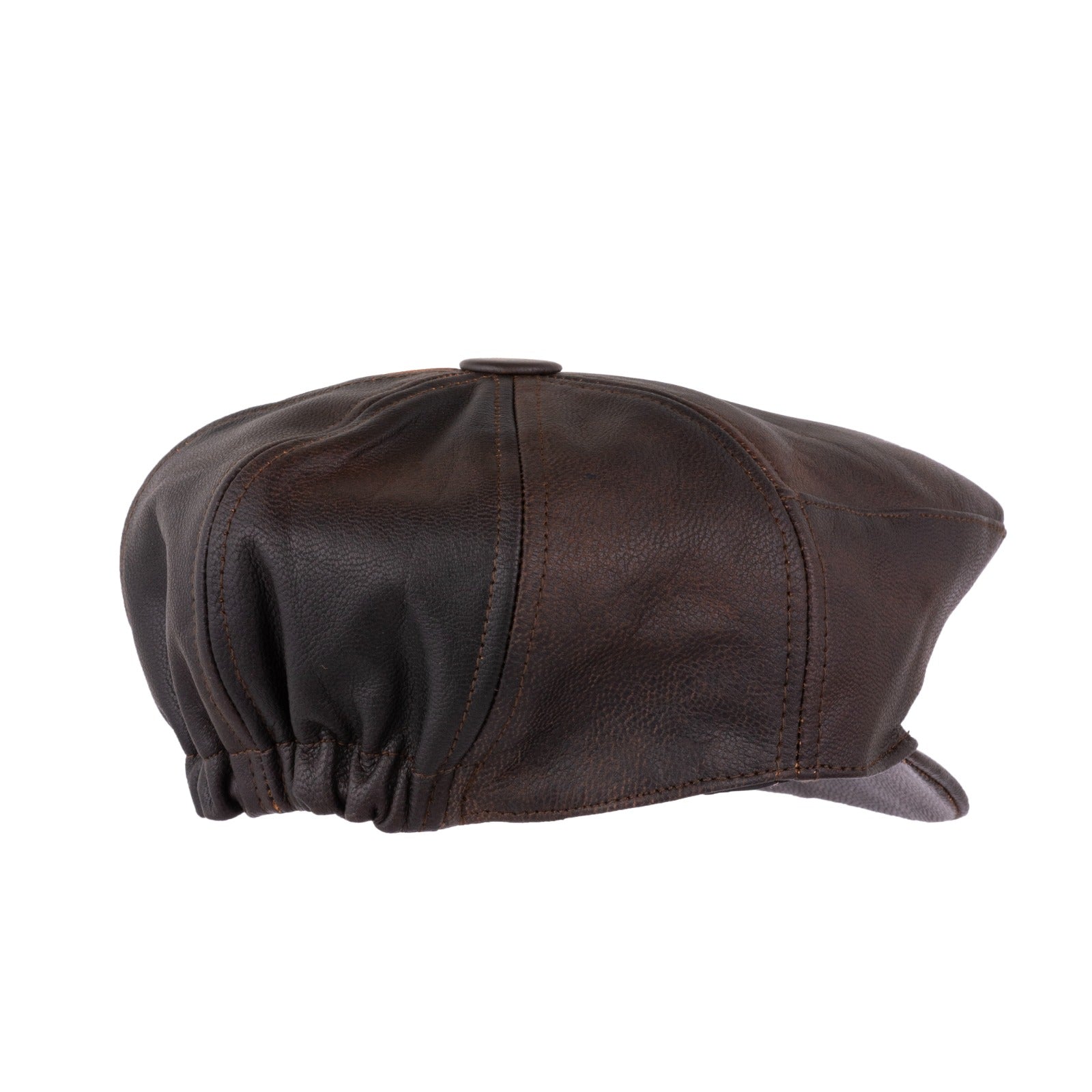 Brown Leather Mitts with Leather Cap Gift Set