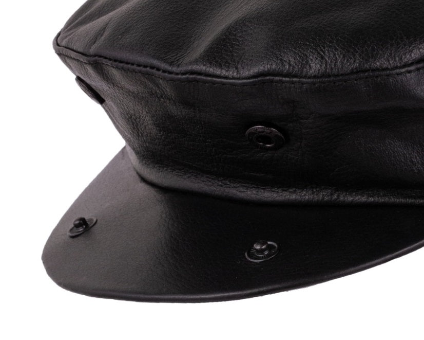 The Somerset Black Handstitched Genuine Leather Ivy Cap