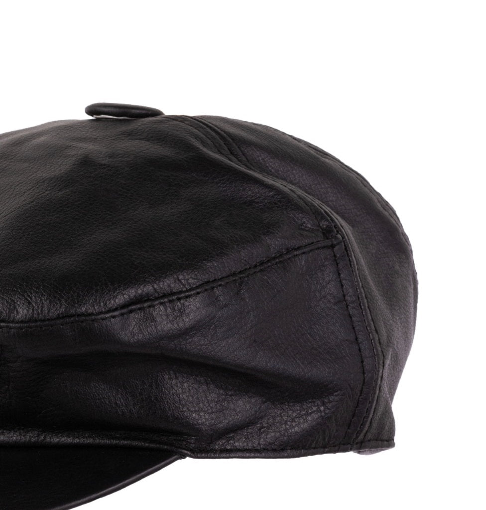 The Somerset Black Handstitched Genuine Leather Ivy Cap