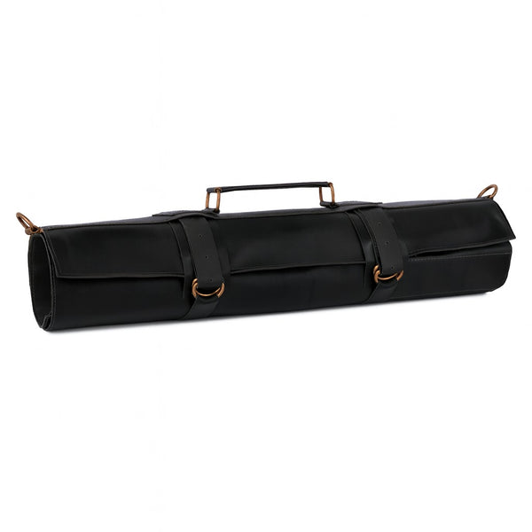 The Surray Full Grain 11 Pocket Handmade Black Leather knife Roll