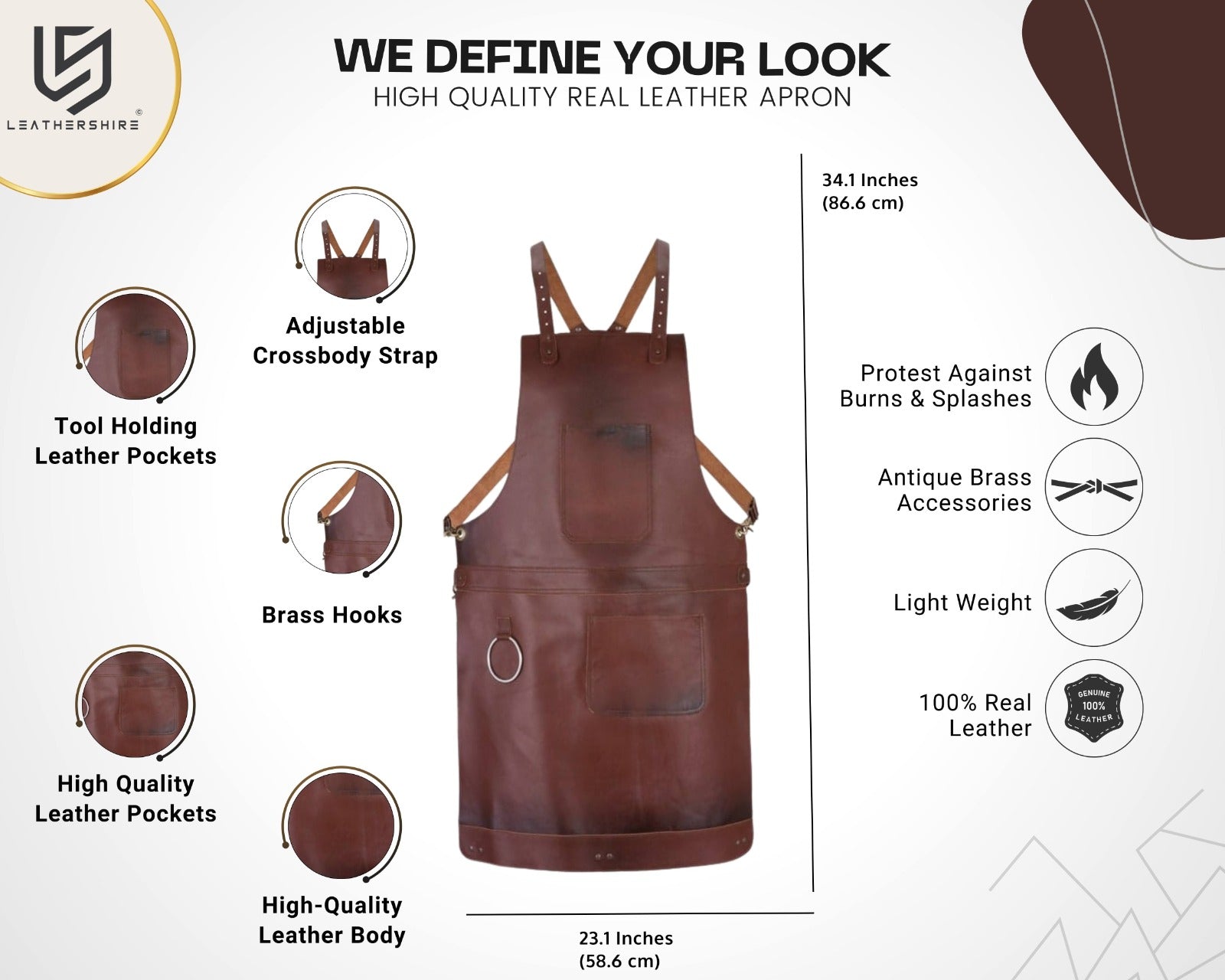 The Nottinghamshire Full Grain Leather Crossbody Apron