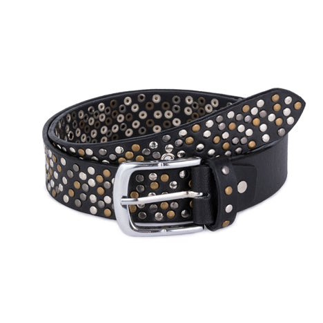 The Bedfordshire Black rock 'n' roll studded Handmade leather belt