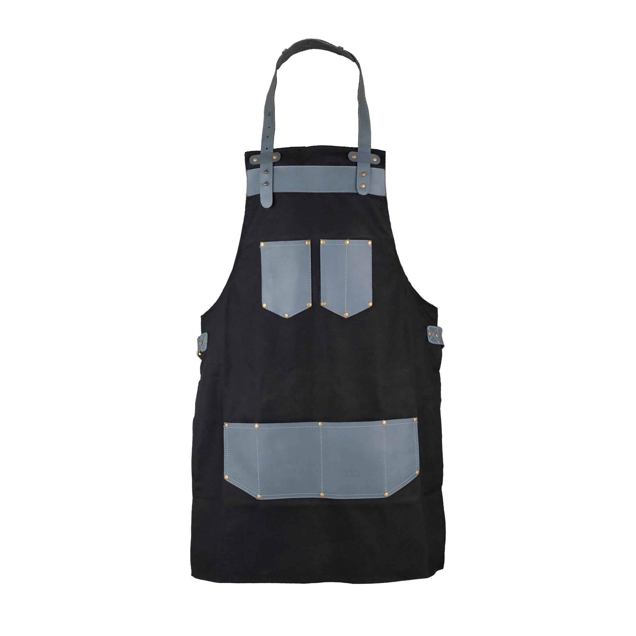 The Kent Black Canvas and Grey Leather pocket Apron