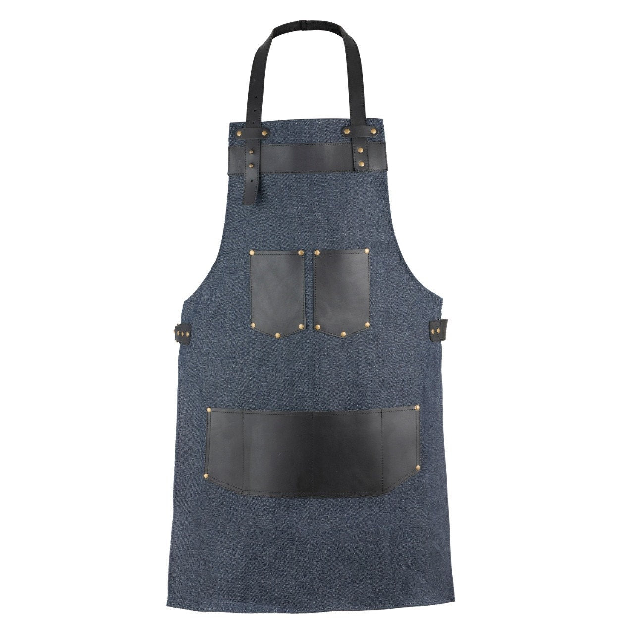 The West Sussex Blue Denim Canvas Apron With Black Pocket