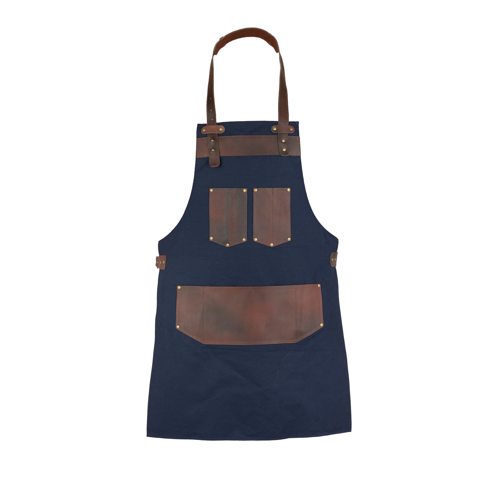 The Devon Leather Blue Canvas Hairstylist Apron