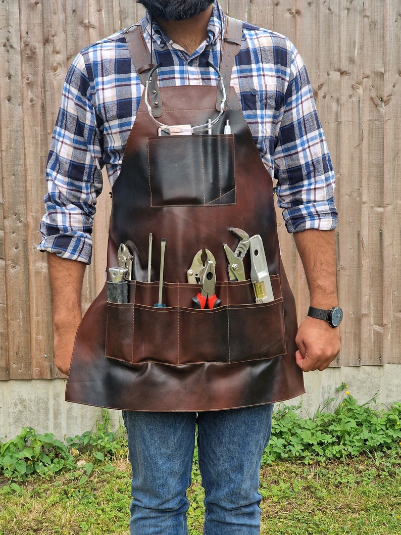 The Gloucestershire Dark Brown Leather Tool Working Apron