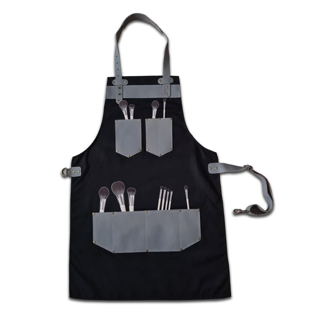 The Kent Black Canvas and Grey Leather pocket Apron