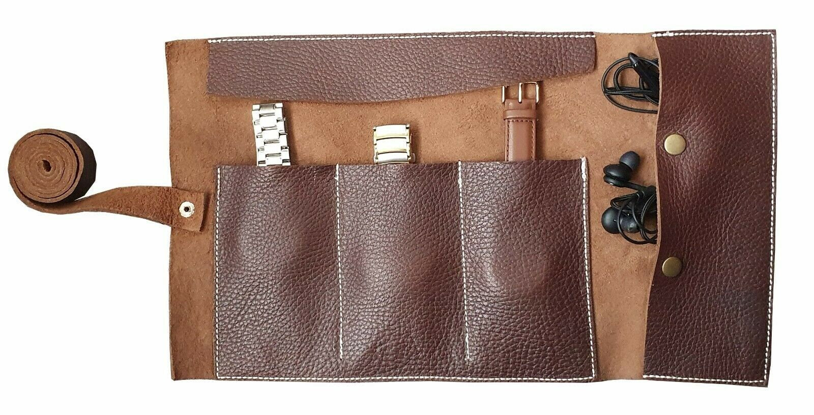 The  Hertfordshire Genuine Leather Brown Watch Roll