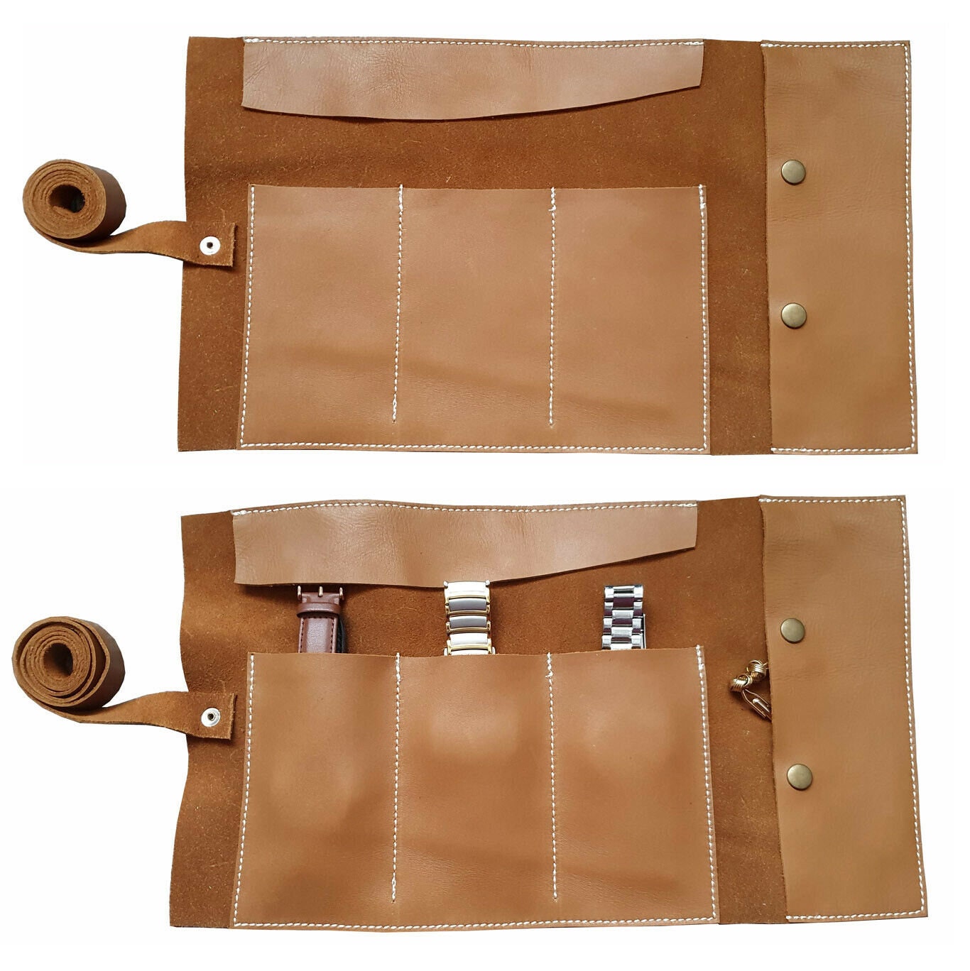 The  Hertfordshire Genuine Leather Brown Watch Roll